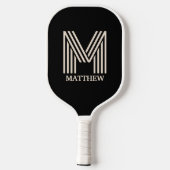 Moderne monogram script naam op maat gemaakte kleu pickleball paddle (Achterkant)