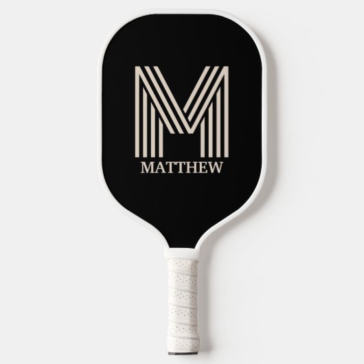 Moderne monogram script naam op maat gemaakte kleu pickleball paddle (Voorkant)