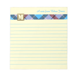 Moderne monogram Script Name Tartan Canarische Eil Notitieblok