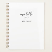 Moderne Monogram Script Witte Wekelijkse Maandelij Planner (Voorkant)