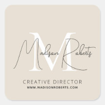 Moderne monogram scriptnaam logo beige