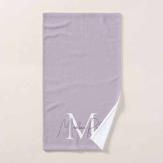 Moderne monogram scriptnaam logo lavender bad handdoek (Handdoek)