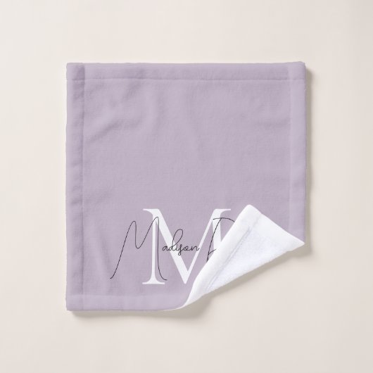 Moderne monogram scriptnaam logo lavender bad handdoek (Wasdoekje)