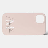 Moderne monogram scriptnaam logo wazige roze Case-Mate iPhone case (Achterkant (horizontaal))