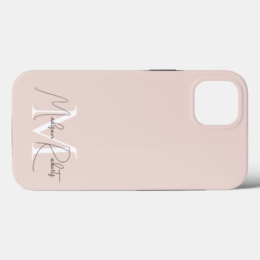 Moderne monogram scriptnaam logo wazige roze Case-Mate iPhone case (Achterkant (horizontaal))