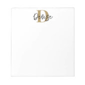 Moderne monogram scriptnaam zwart goud notitieblok (Voorkant)