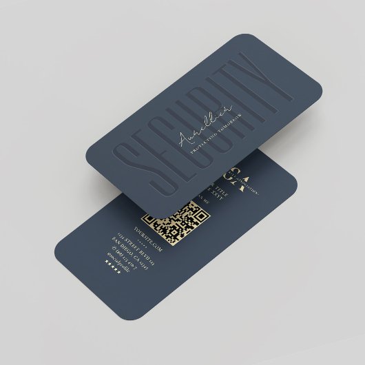 Moderne Monogram Security Engineer Donkerblauw Visitekaartje
