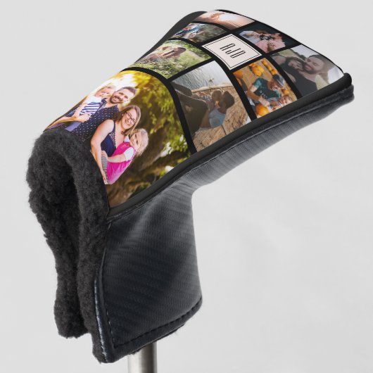 Moderne monogram serie Foto Collage Cool Trendy Golfheadcover (3/4 voorkant)
