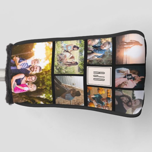 Moderne monogram serie Foto Collage Cool Trendy Golfheadcover (Voorkant)