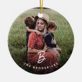 Moderne monogram serie Fotovakantie Kerstmis Keramisch Ornament (Voorkant)