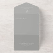 Moderne monogram Silver Grey QR Code All In One Uitnodiging (Buitenkant)