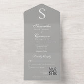 Moderne monogram Silver Grey QR Code All In One Uitnodiging (Binnen)