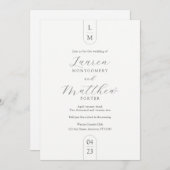 Moderne Monogram Simple Black en White Wedding Kaart (Voorkant / Achterkant)