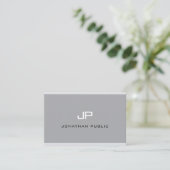 Moderne monogram Simple Elegant Grey Professional Visitekaartje (Staand voorkant)