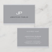 Moderne monogram Simple Elegant Grey Professional Visitekaartje (Voorkant / Achterkant)