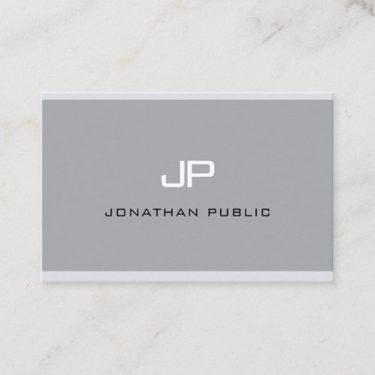 Moderne monogram Simple Elegant Grey Professional Visitekaartje (Voorkant)