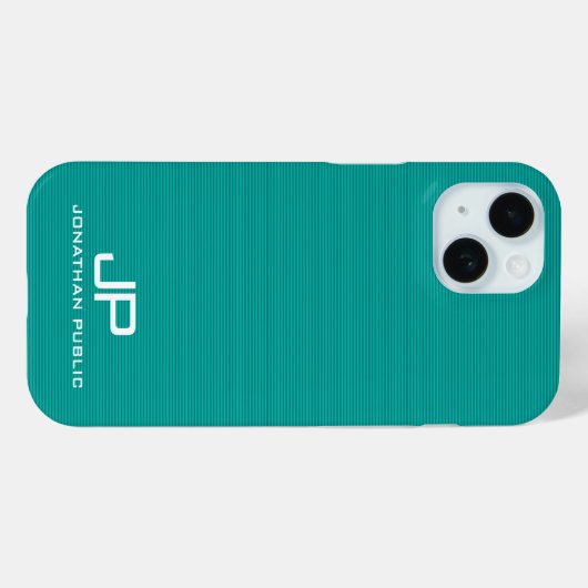 Moderne Monogram Sjabloon Blauwgroen Blauw Groene Case-Mate iPhone Case (Achterkant (horizontaal))