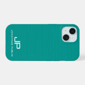 Moderne Monogram Sjabloon Blauwgroen Blauw Groene  iPhone 15 Case (Achterkant horizontaal)