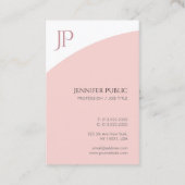 Moderne monogram Sjabloon Blush Pink White elegant Visitekaartje (Achterkant)