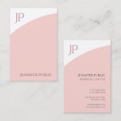 Moderne monogram Sjabloon Blush Pink White elegant Visitekaartje (Voorkant / Achterkant)