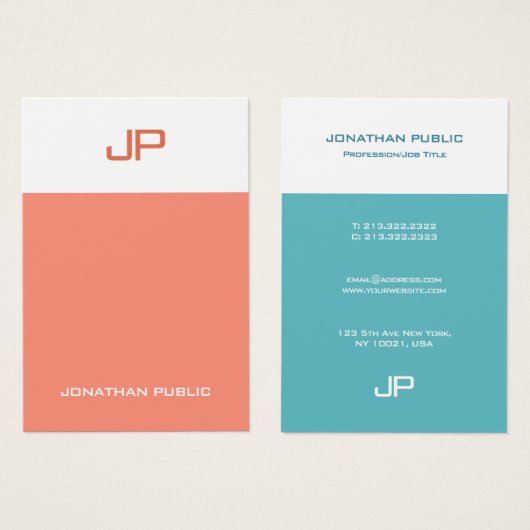 Moderne monogram Sjabloon Elegant Colors Trendy Visitekaartje (Voorkant /achterkant)