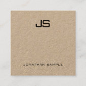 Moderne Monogram Sjabloon Elegant Echt Kraft Papie Vierkante Visitekaartje (Voorkant)