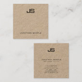 Moderne Monogram Sjabloon Elegant Echt Kraft Papie Vierkante Visitekaartje (Voorkant / Achterkant)
