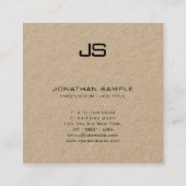 Moderne Monogram Sjabloon Elegant Echt Kraft Papie Vierkante Visitekaartje (Achterkant)