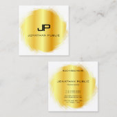 Moderne monogram Sjabloon Elegant Faux Gold Vierkante Visitekaartje (Voorkant / Achterkant)