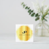Moderne monogram Sjabloon Elegant Faux Gold Vierkante Visitekaartje (Staand voorkant)