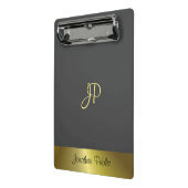 Moderne monogram Sjabloon Elegant Metallic Gold Mini Klembord (Angled2)