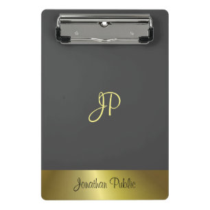 Moderne monogram Sjabloon Elegant Metallic Gold Mini Klembord