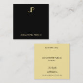 Moderne monogram Sjabloon elegant zwart en goud Vierkante Visitekaartje (Voorkant / Achterkant)