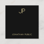 Moderne monogram Sjabloon elegant zwart en goud Vierkante Visitekaartje (Voorkant)
