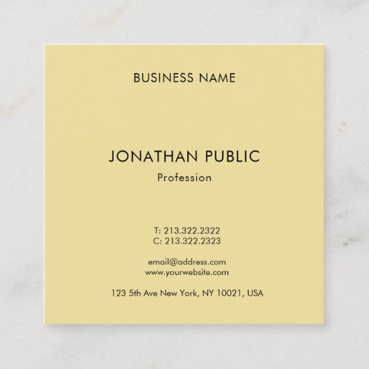 Moderne monogram Sjabloon elegant zwart en goud Vierkante Visitekaartje (Achterkant)