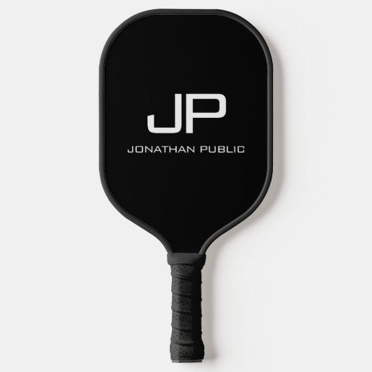 Moderne monogram Sjabloon elegant zwart-wit Pickleball Paddle (Voorkant)