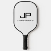 Moderne monogram Sjabloon elegant zwart-wit Pickleball Paddle (Achterkant)
