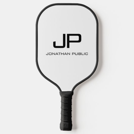 Moderne monogram Sjabloon elegant zwart-wit Pickleball Paddle (Achterkant)