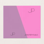 Moderne monogram Sjabloon Paars roze Visitekaartje (Buitenkant ongevouwen)