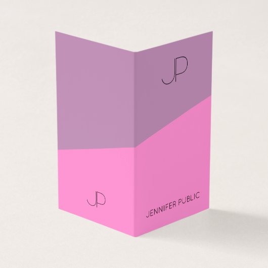 Moderne monogram Sjabloon Paars roze Visitekaartje (Buitenkant)