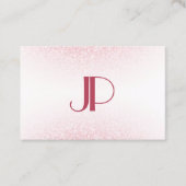 Moderne monogram Sjabloon Roze Rose Gold Glitter Visitekaartje (Voorkant)