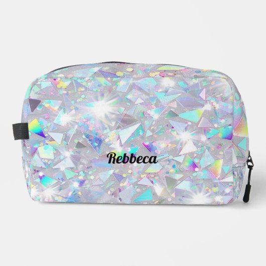 Moderne Monogram Sparkly Geometrische toilettas Toilettasje (Voorkant)