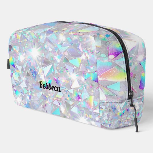 Moderne Monogram Sparkly Geometrische toilettas Toilettasje (Rechterhoek)