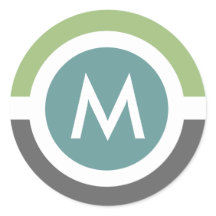 Moderne Monogram Sticker - Grijs/Groen