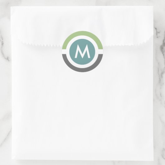 Moderne Monogram Sticker - Grijs/Groen (Tas)