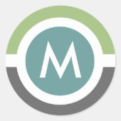 Moderne Monogram Sticker - Grijs/Groen (Voorkant)