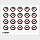 Moderne Monogram Sticker - Zwart/Rood/Grijs (Vel)
