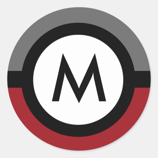 Moderne Monogram Sticker - Zwart/Rood/Grijs (Voorkant)
