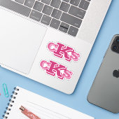 Moderne Monogram Stickers | Initiaal Etiketten (Laptop met iPhone)