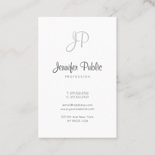 Moderne monogram stijlvolle kalligrafie Eenvoudig Visitekaartje (Voorkant)